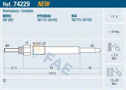 FAE 74229 Свеча накаливания