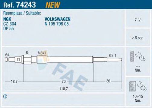 FAE 74243 Свеча накаливания