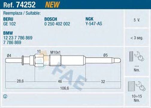 FAE 74252 Свеча накаливания