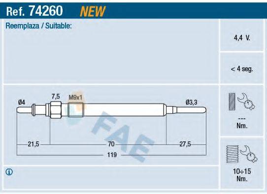 FAE 74260 Свеча накаливания