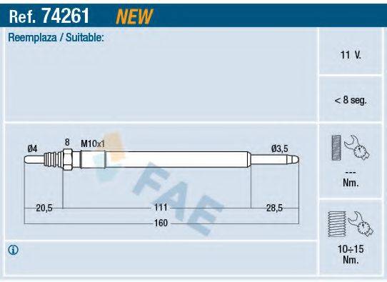 FAE 74261 Свеча накаливания