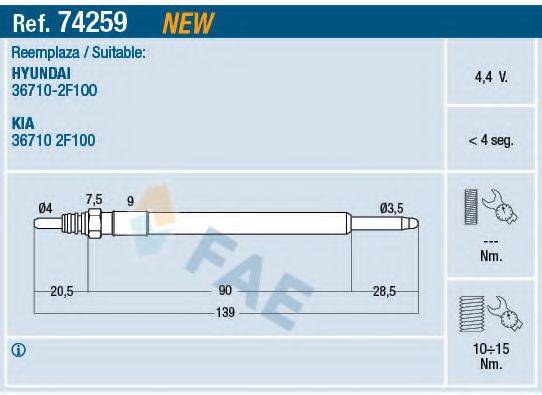 FAE 74259 Свеча накаливания