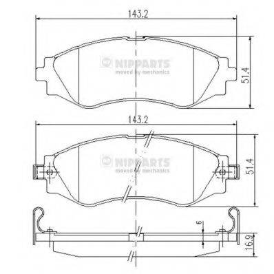 NIPPARTS J3600902 Комплект тормозных колодок, дисковый тормоз