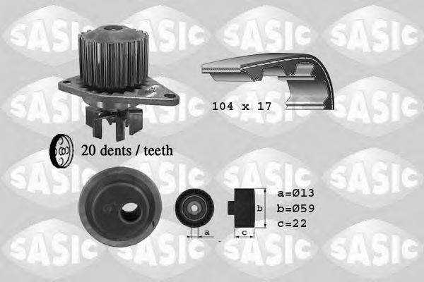 SASIC 3900020 Водяной насос + комплект зубчатого ремня