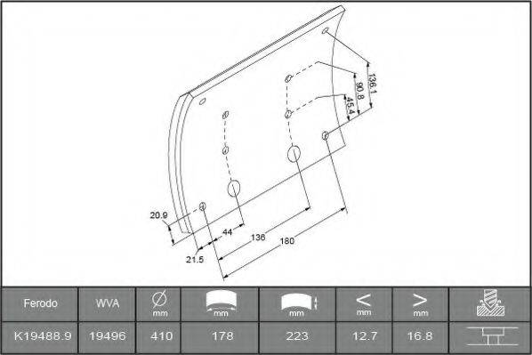 ABEX B2097970 Комплект тормозных башмаков, барабанные тормоза