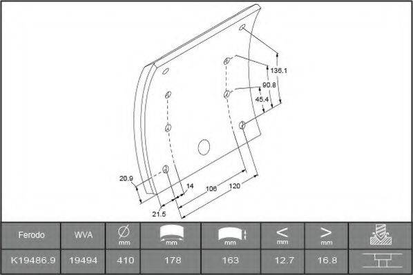 ABEX B2202167 Комплект тормозных башмаков, барабанные тормоза