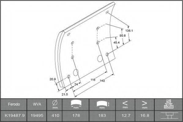 ABEX B2203925 Комплект тормозных башмаков, барабанные тормоза