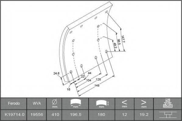 ABEX B2741166 Комплект тормозных башмаков, барабанные тормоза