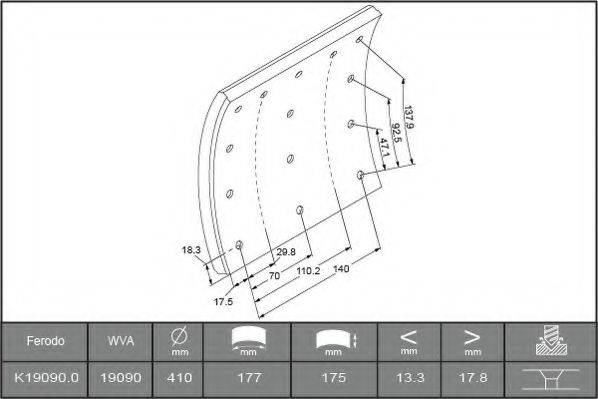 ABEX B2754750 Комплект тормозных башмаков, барабанные тормоза