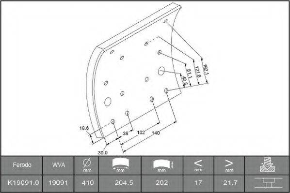 ABEX B2758151 Комплект тормозных башмаков, барабанные тормоза