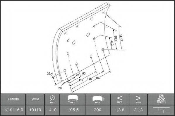 ABEX B4899151 Комплект тормозных башмаков, барабанные тормоза