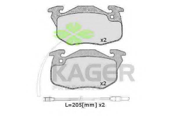 KAGER 350122 Комплект тормозных колодок, дисковый тормоз