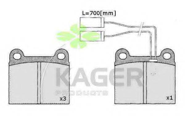 KAGER 350368 Комплект тормозных колодок, дисковый тормоз