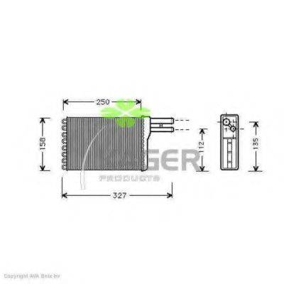 KAGER 320381 Теплообменник, отопление салона