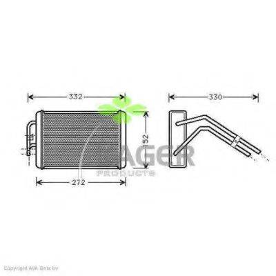 KAGER 320393 Теплообменник, отопление салона