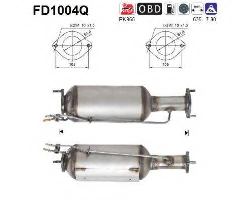 AS FD1004Q Сажевый / частичный фильтр, система выхлопа ОГ