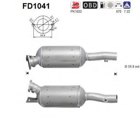 AS FD1041 Сажевый / частичный фильтр, система выхлопа ОГ