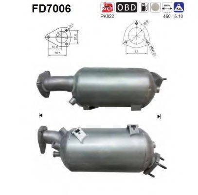 AS FD7006 Сажевый / частичный фильтр, система выхлопа ОГ