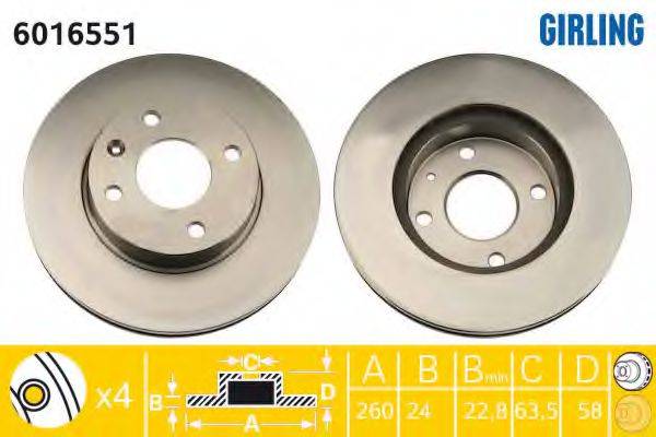 GIRLING 6016551 Тормозной диск