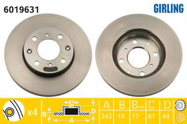 GIRLING 6019631 Тормозной диск