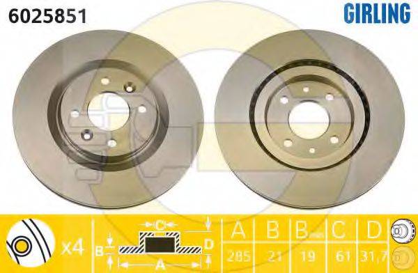 GIRLING 6025851 Тормозной диск
