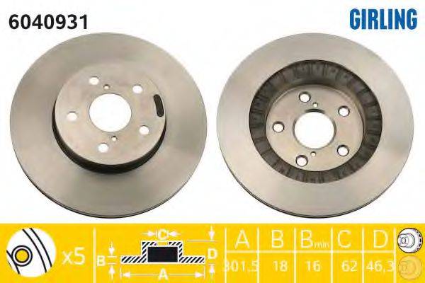GIRLING 6040931 Тормозной диск