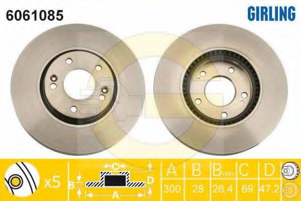 GIRLING 6061085 Тормозной диск