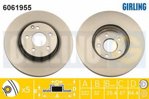 GIRLING 6061955 Тормозной диск