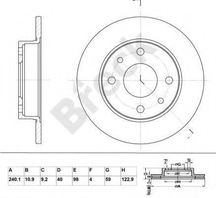 BRECK BR002SA100 Тормозной диск