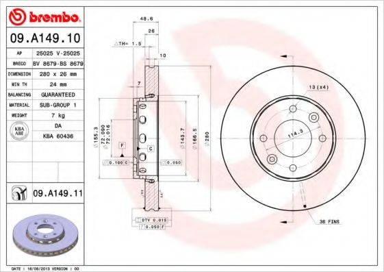 AP 25025V Тормозной диск