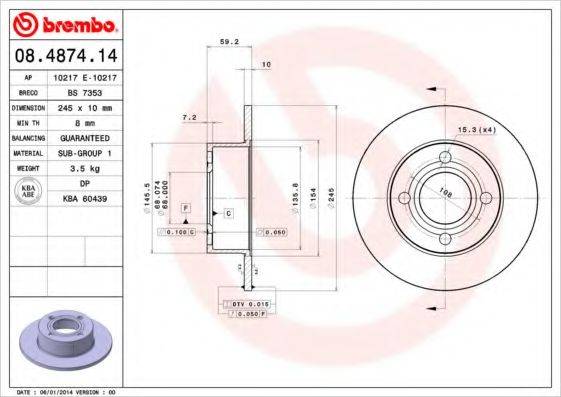 BRECO BS7353 Тормозной диск