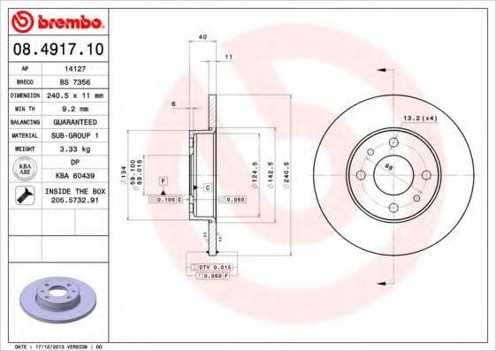 BRECO BS7356 Тормозной диск