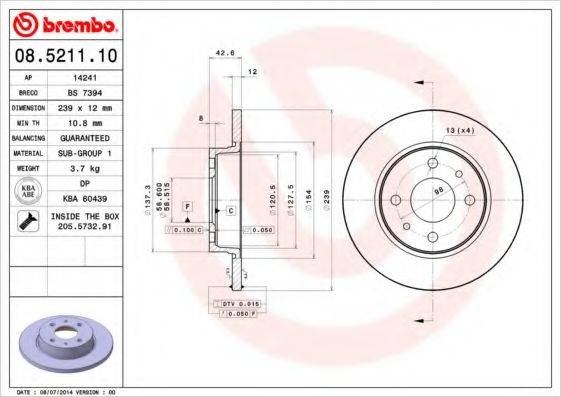 BRECO BS7394 Тормозной диск