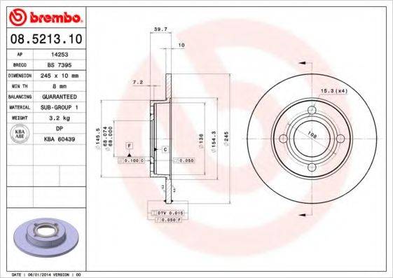 BRECO BS7395 Тормозной диск