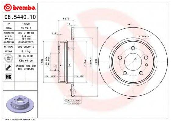 BRECO BS7418 Тормозной диск