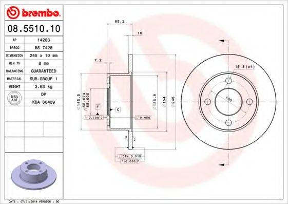 BRECO BS7428 Тормозной диск