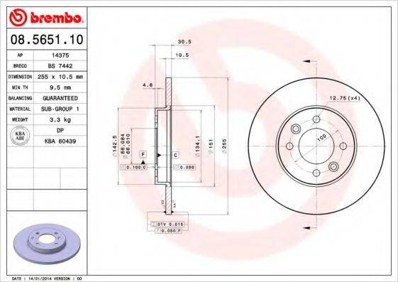 BRECO BS7442 Тормозной диск