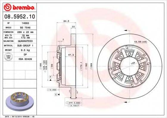 BRECO BS7546 Тормозной диск