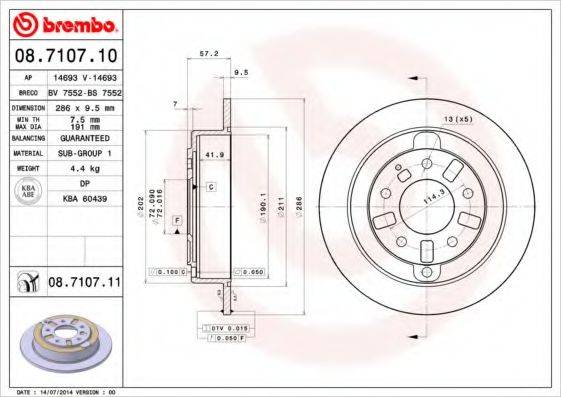 BRECO BS7552 Тормозной диск