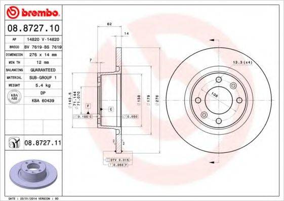 BRECO BS7619 Тормозной диск