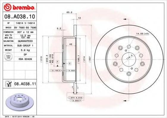 BRECO BS7690 Тормозной диск