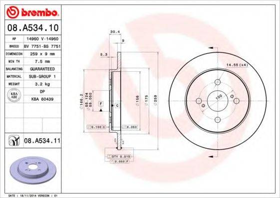 BRECO BS7751 Тормозной диск