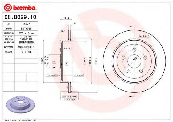 BRECO BS7768 Тормозной диск