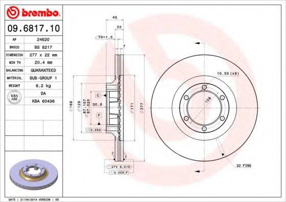 BRECO BS8217 Тормозной диск