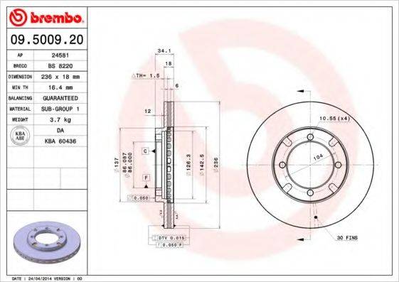 BRECO BS8220 Тормозной диск