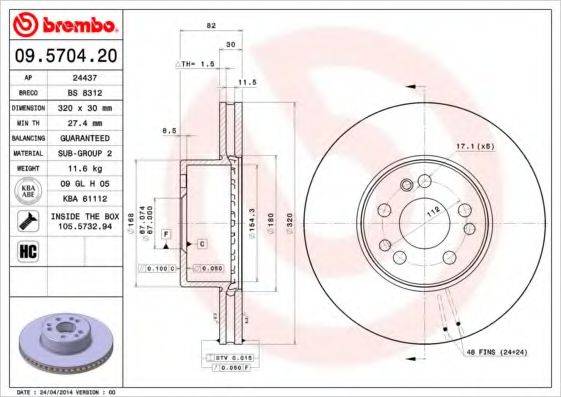 BRECO BS8312 Тормозной диск