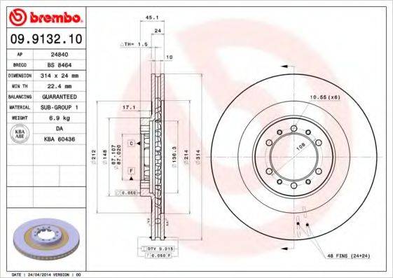 BRECO BS8464 Тормозной диск