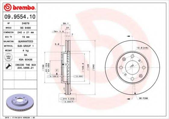 BRECO BS8480 Тормозной диск