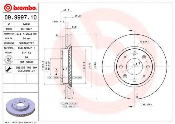 BRECO BS8627 Тормозной диск