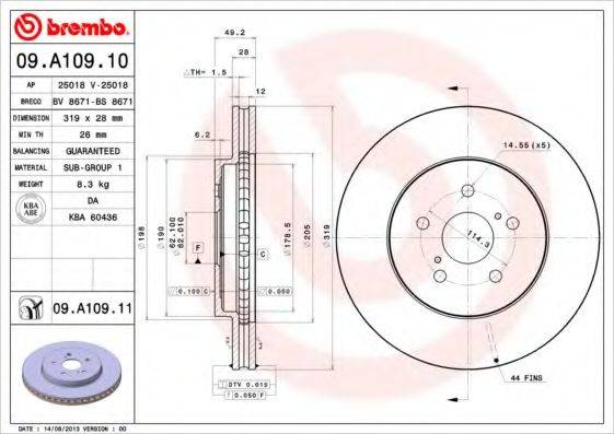 BRECO BS8671 Тормозной диск